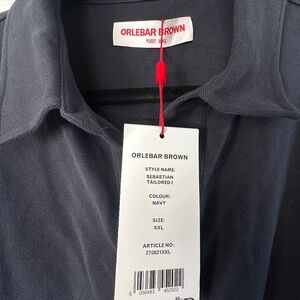Orlebar Brown Sebastian Tailored  polo shirt in navy, size XXL.
